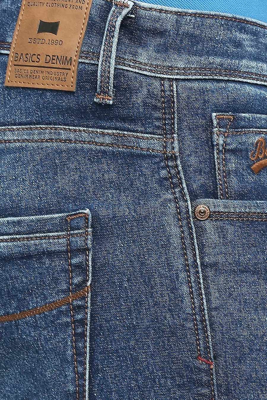 BASICS TORQUE FIT ENSIGN BLUE STRETCH JEANS