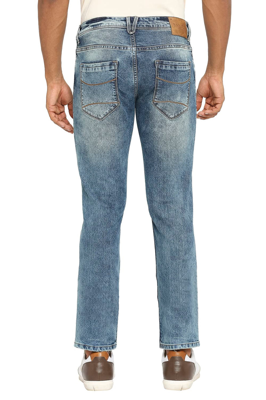 BASICS DRIFT FIT VINTAGE INDIGO COTTON POLYESTER STRETCH JEANS