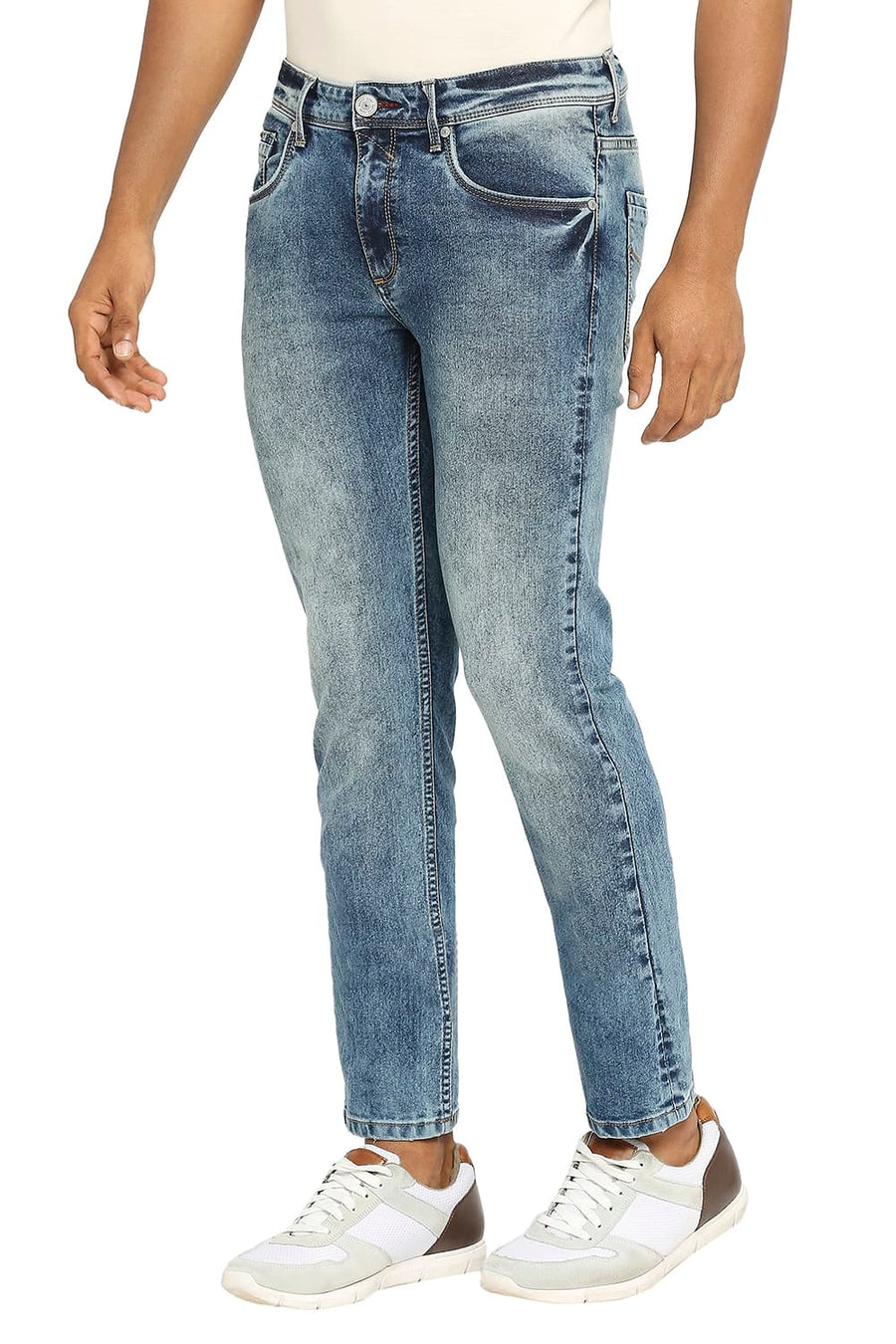 BASICS DRIFT FIT VINTAGE INDIGO COTTON POLYESTER STRETCH JEANS