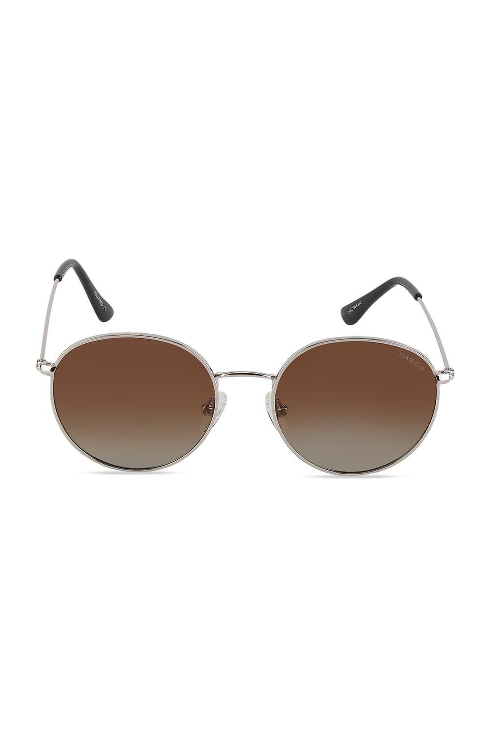 BASICS BROWN GRADIENT ROUND POLARISED SUNGLASSES