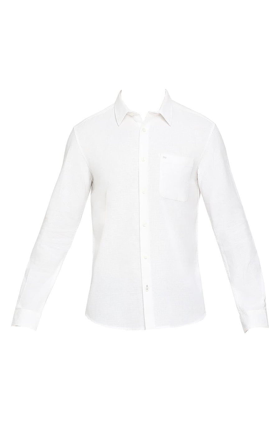 BASICS SLIM FIT SUGAR DRIZZLE WHITE COTTON HOPSACK DOBBY SHIRT