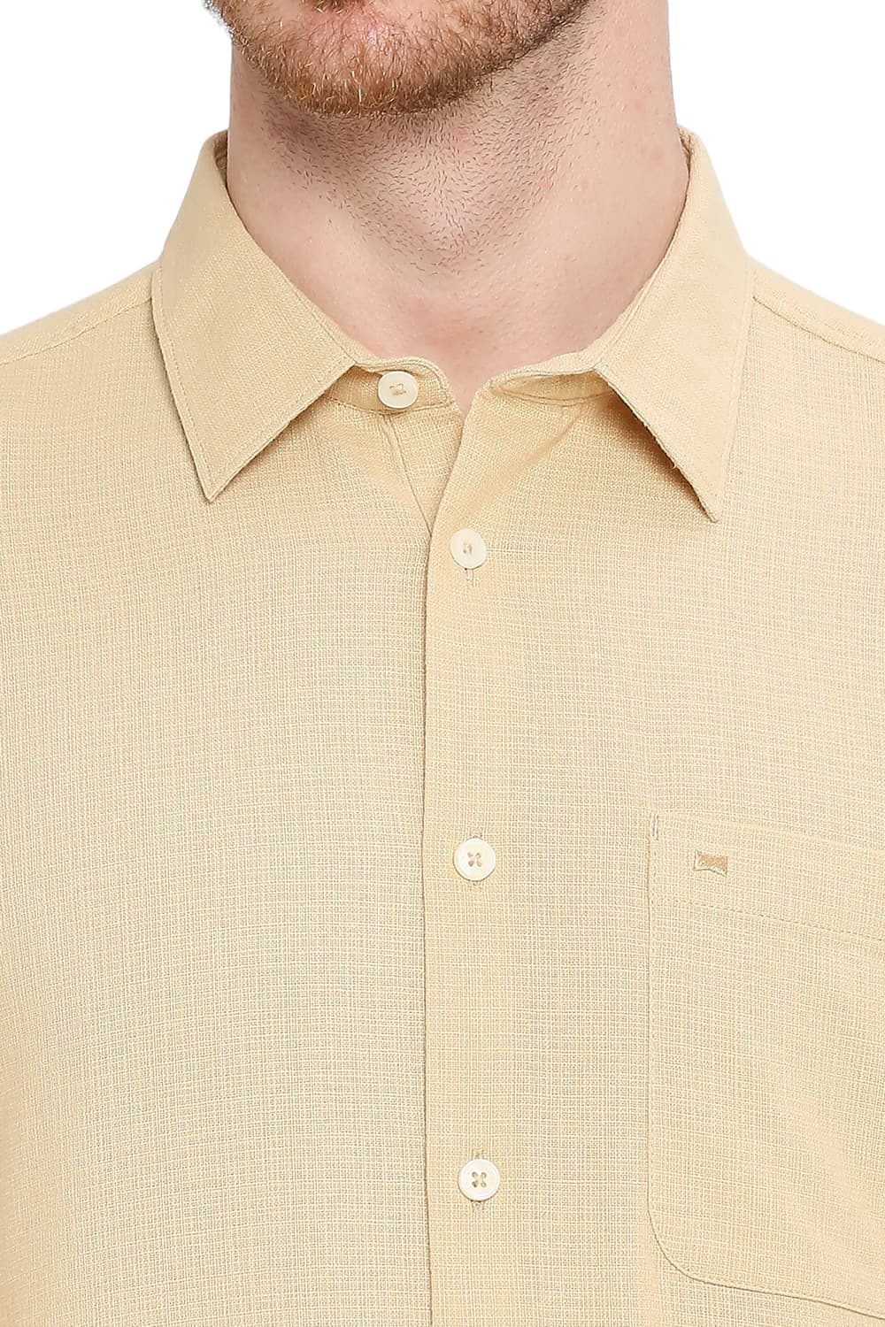 BASICS SLIM FIT COTTON HOPSACK DOBBY SHIRT