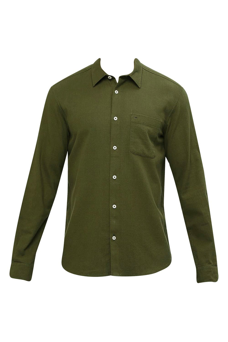 BASICS SLIM FIT COTTON HOPSACK DOBBY SHIRT