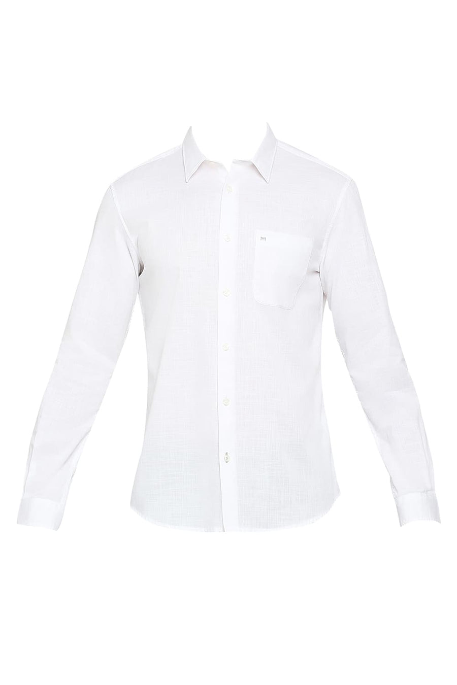 BASICS SLIM FIT BRILLIANT WHITE COTTON SLUB TWILL SHIRT
