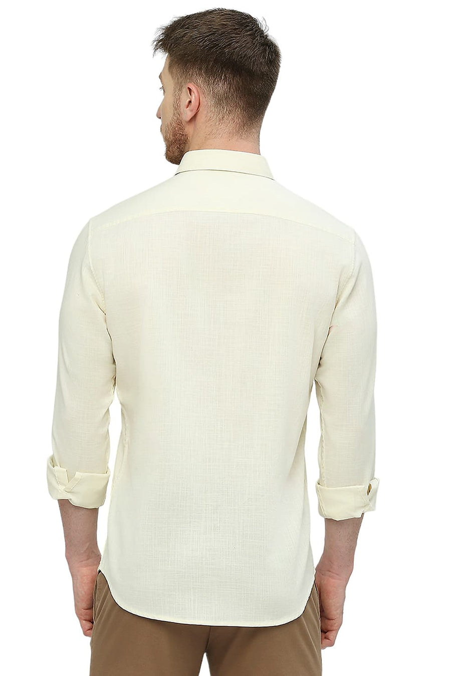 BASICS SLIM FIT IRISH CREAM COTTON SLUB TWILL SHIRT