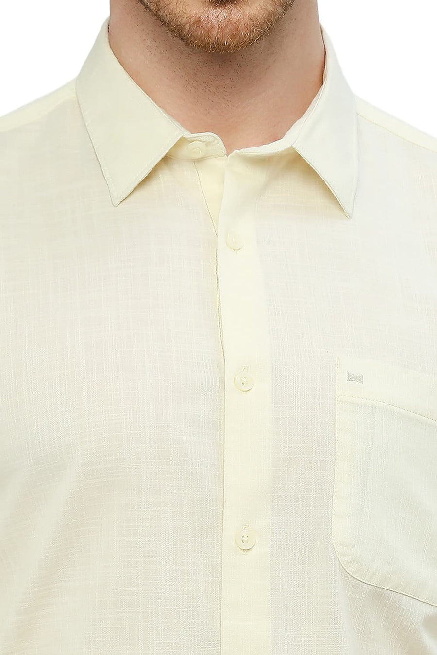 BASICS SLIM FIT IRISH CREAM COTTON SLUB TWILL SHIRT
