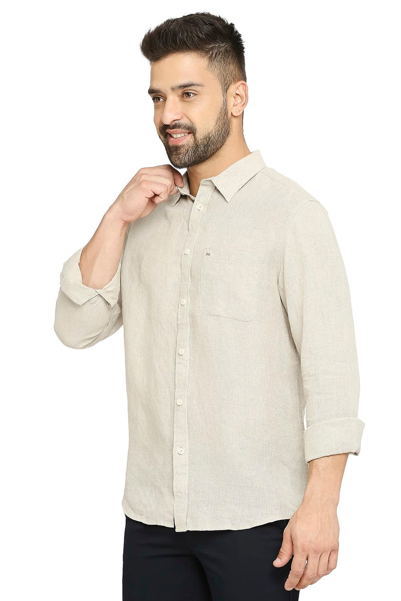 BASICS SLIM FIT LINEN SHIRT