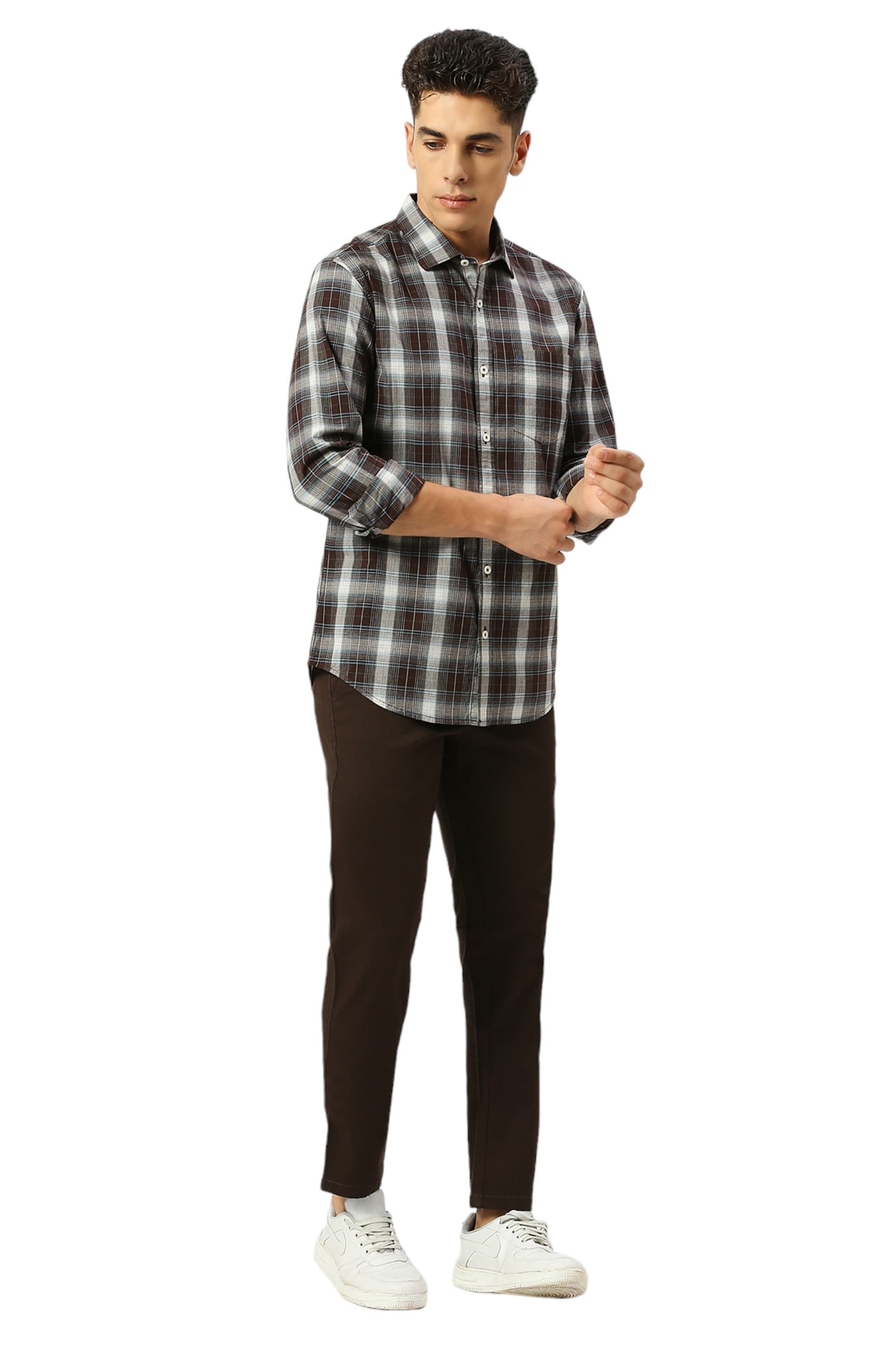 SLIM FIT COTTON FIL-A-FIL CHECKS SHIRT