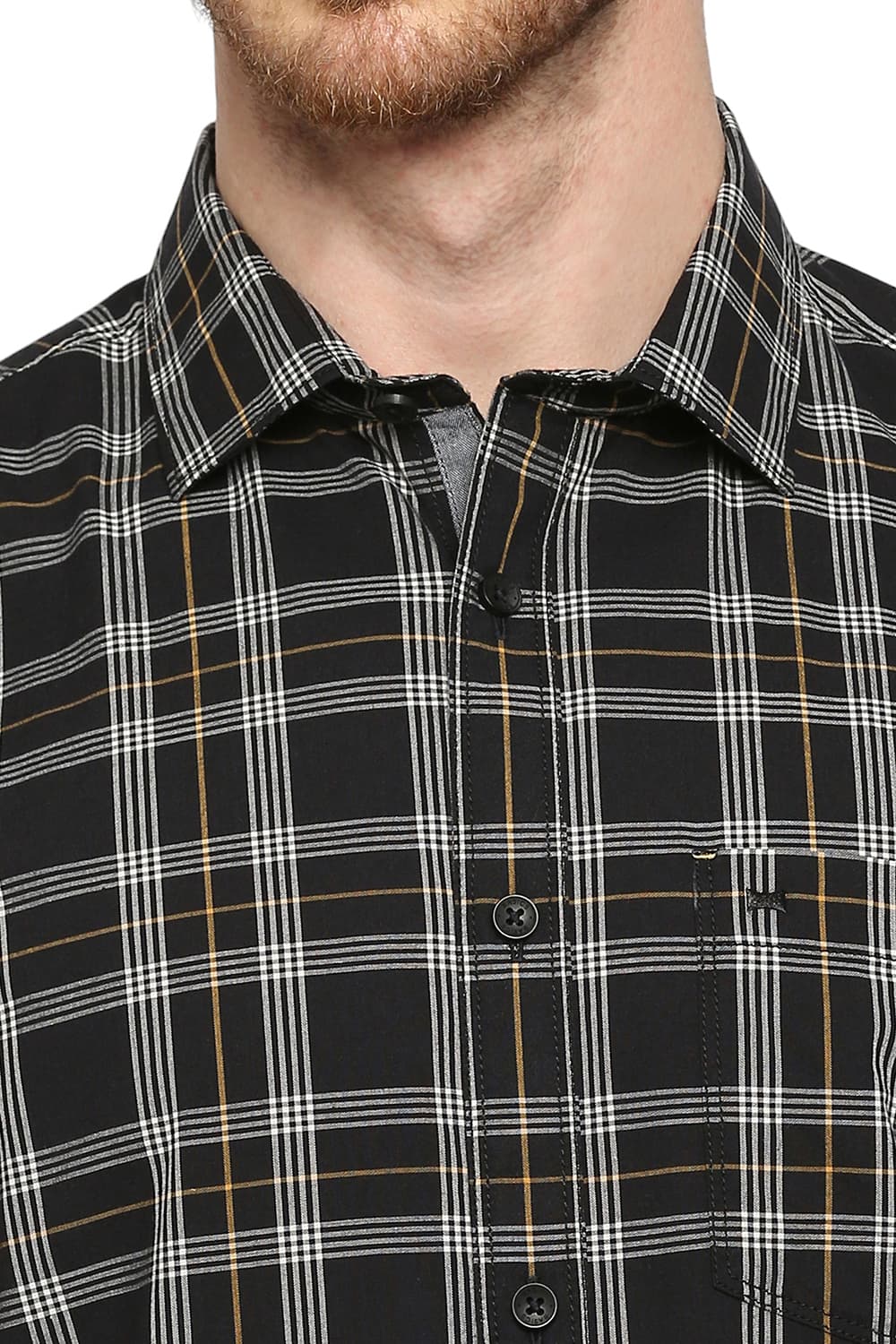 BASICS SLIM FIT COTTON CHECKS HALFSLEEVES SHIRT