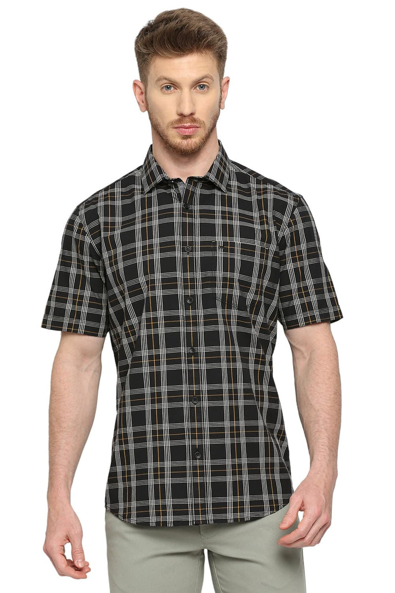 BASICS SLIM FIT COTTON CHECKS SHIRT