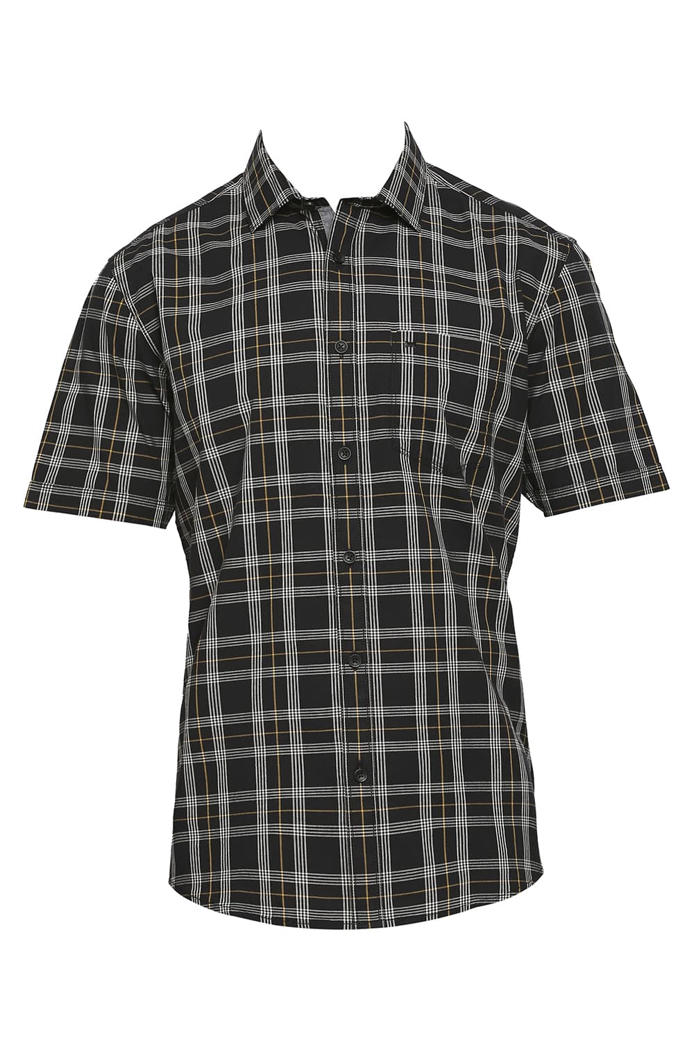 BASICS SLIM FIT COTTON CHECKS HALFSLEEVES SHIRT