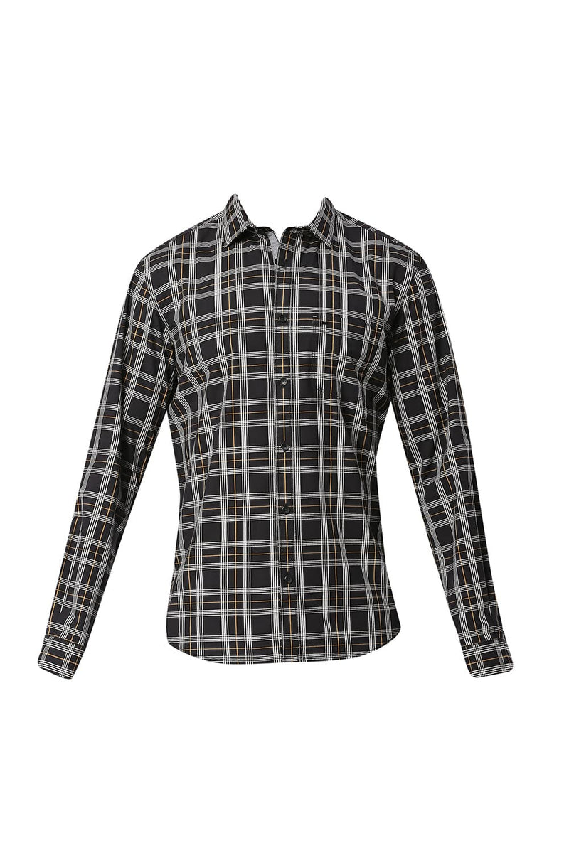 BASICS SLIM FIT COTTON CHECKS SHIRT