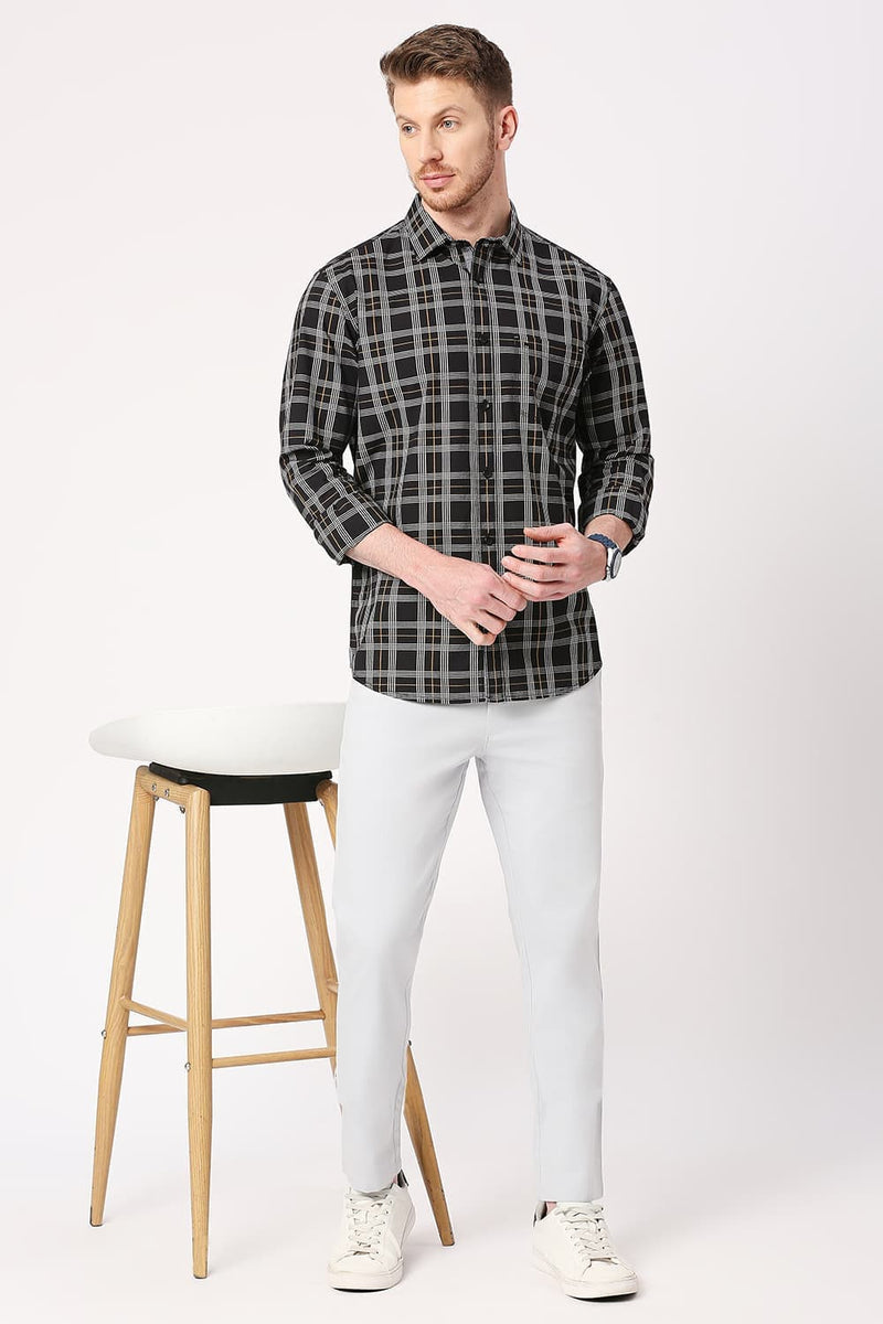 Slim Fit Cotton Checks Shirt