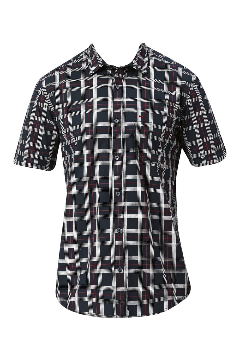 BASICS SLIM FIT COTTON CHECKS HALFSLEEVES SHIRT