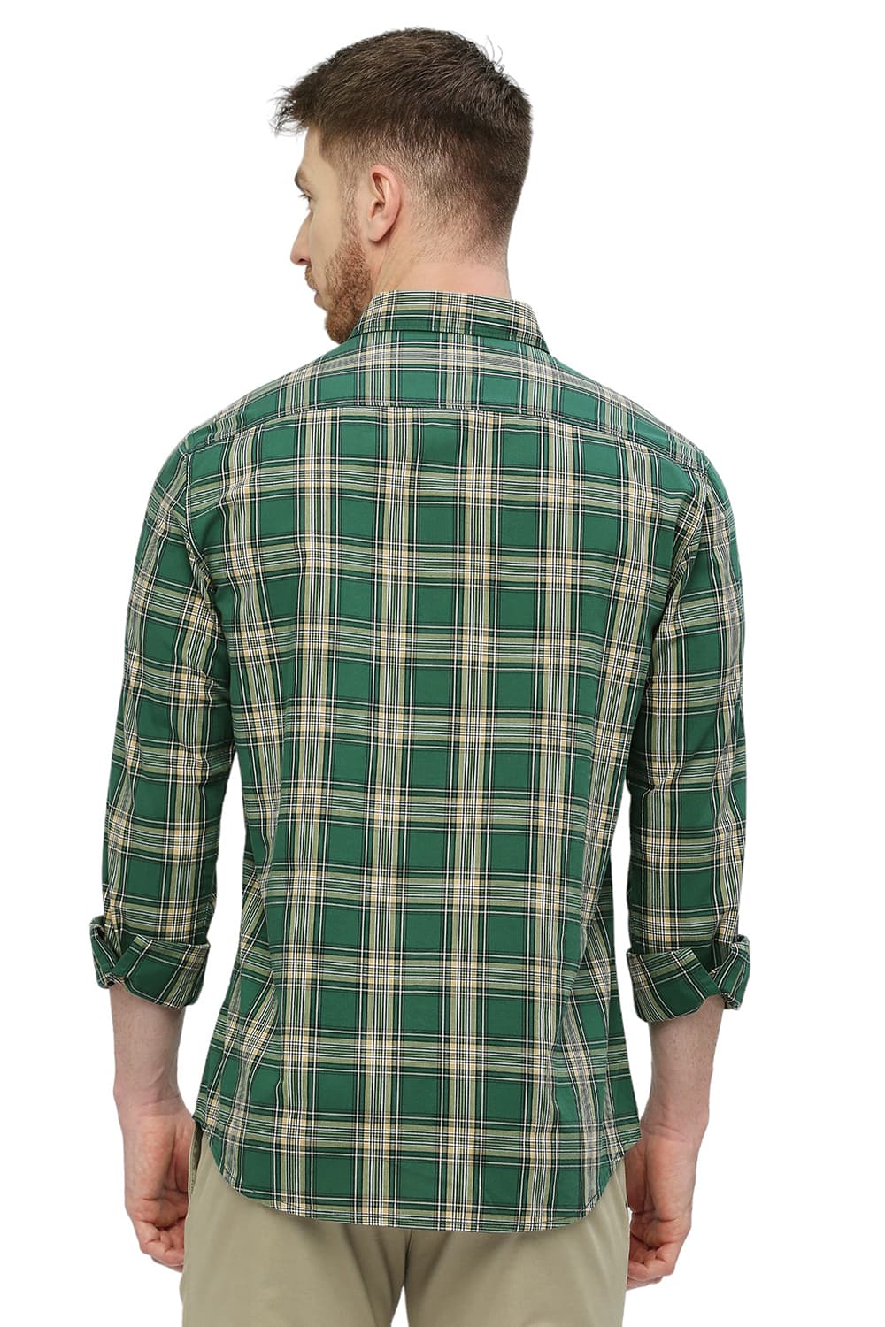 BASICS SLIM FIT COTTON CHECKS SHIRT