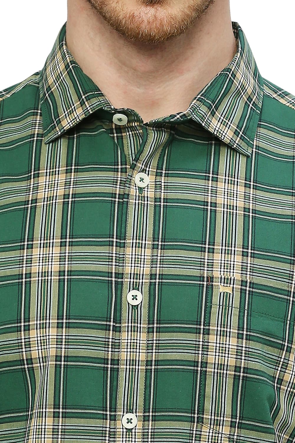 BASICS SLIM FIT COTTON CHECKS SHIRT