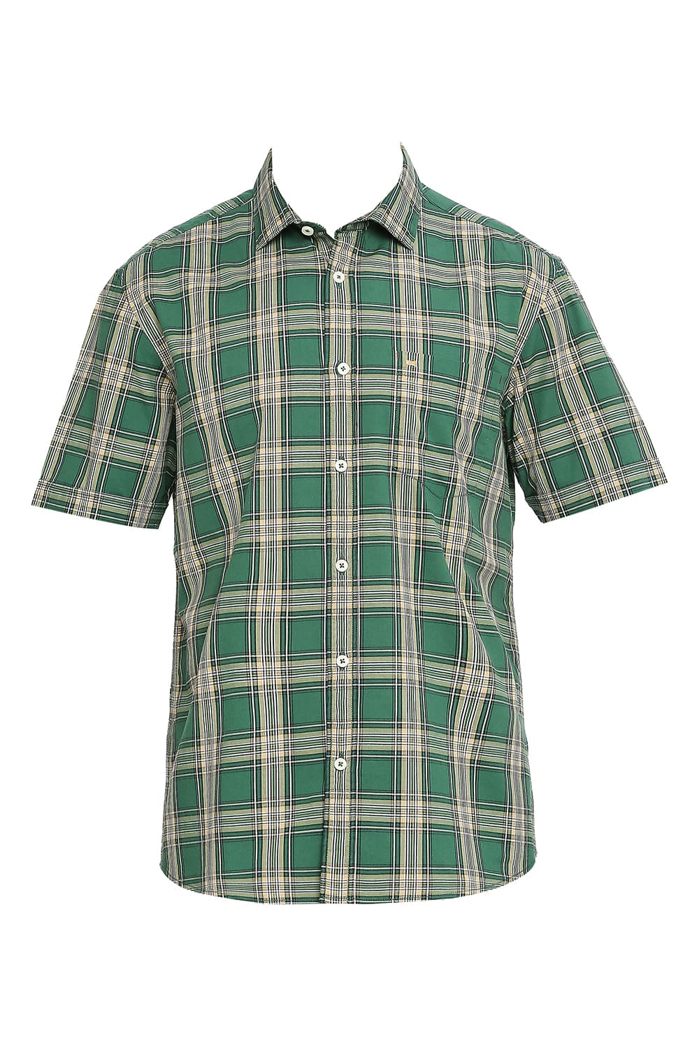 BASICS SLIM FIT COTTON CHECKS HALFSLEEVES SHIRT