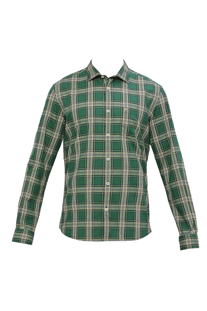 BASICS SLIM FIT COTTON CHECKS SHIRT