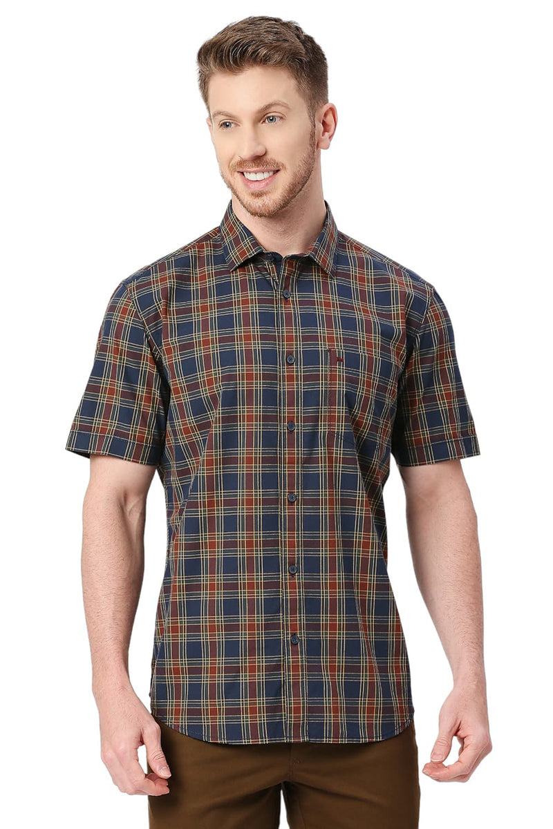 BASICS SLIM FIT COTTON CHECKS SHIRT