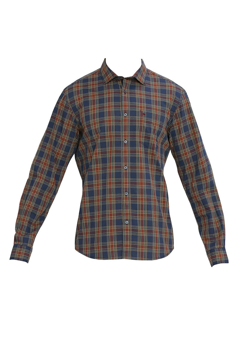 BASICS SLIM FIT COTTON CHECKS SHIRT