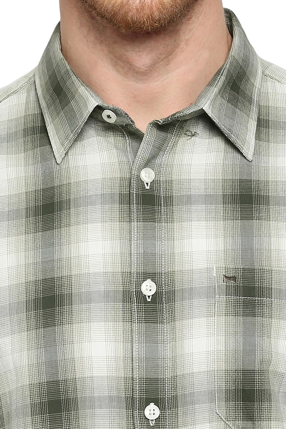 BASICS SLIM FIT COTTON TWILL CHECKS SHIRT