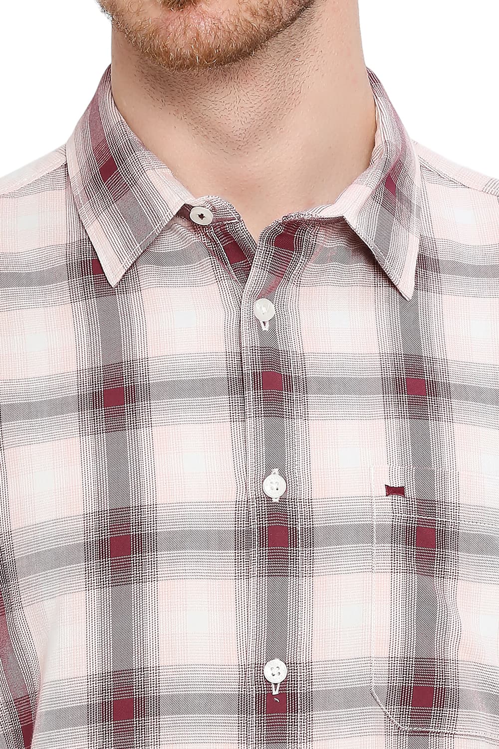 BASICS SLIM FIT COTTON TWILL CHECKS SHIRT