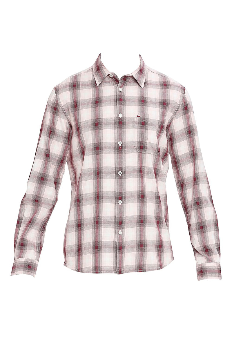 BASICS SLIM FIT COTTON TWILL CHECKS SHIRT