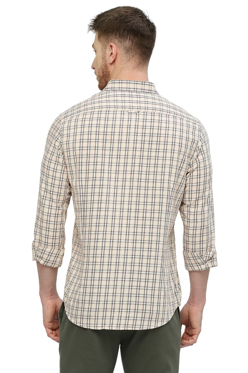 BASICS SLIM FIT COTTON TWILL CHECKS SHIRT