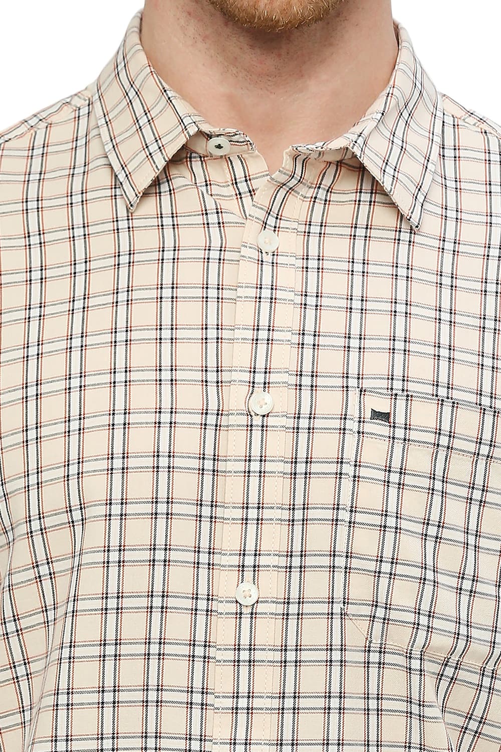 BASICS SLIM FIT COTTON TWILL CHECKS SHIRT