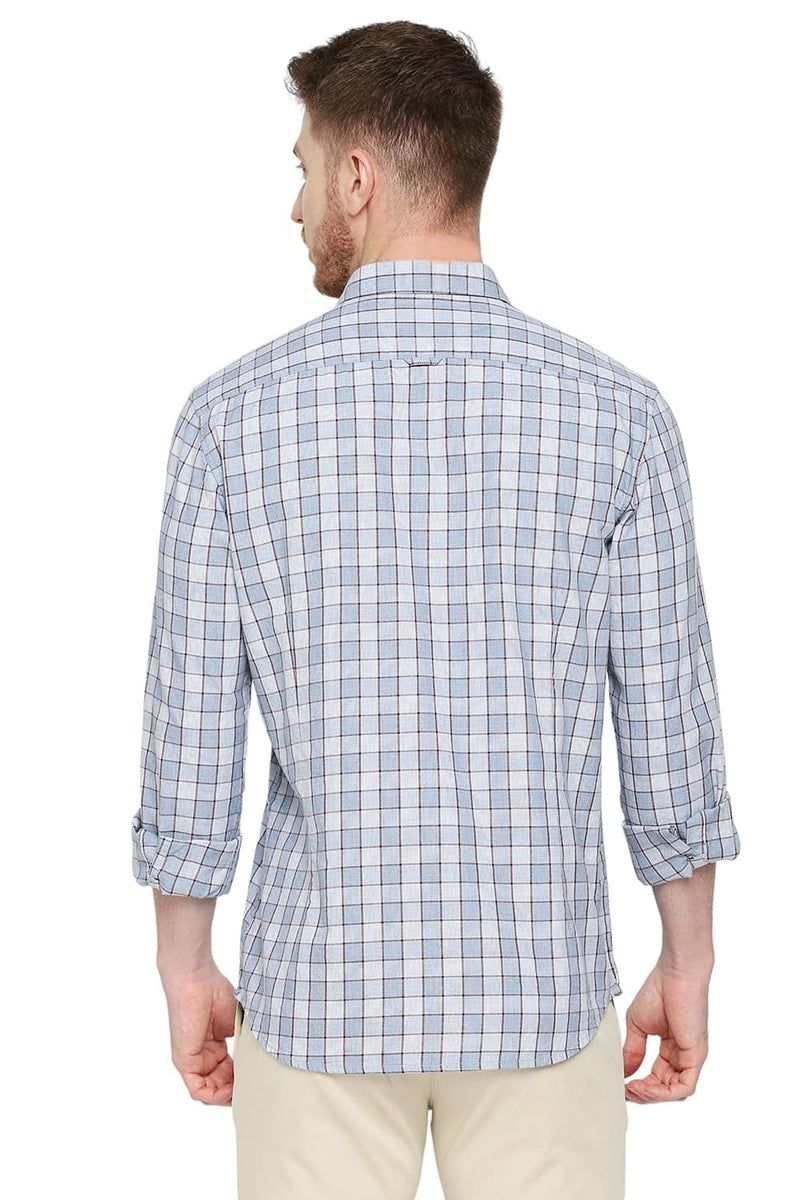 BASICS SLIM FIT COTTON CHECKS SHIRT