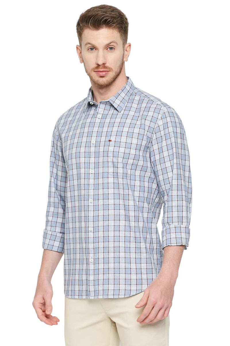 BASICS SLIM FIT COTTON CHECKS SHIRT