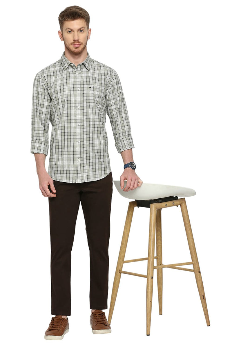 BASICS SLIM FIT COTTON CHECKS SHIRT