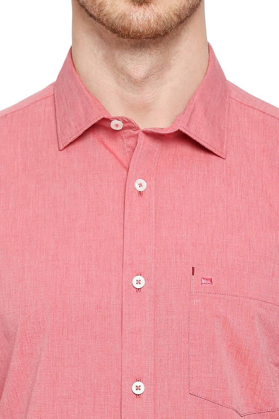BASICS SLIM FIT POMPEIAN RED COTTON FIL-A-FIL SHIRT