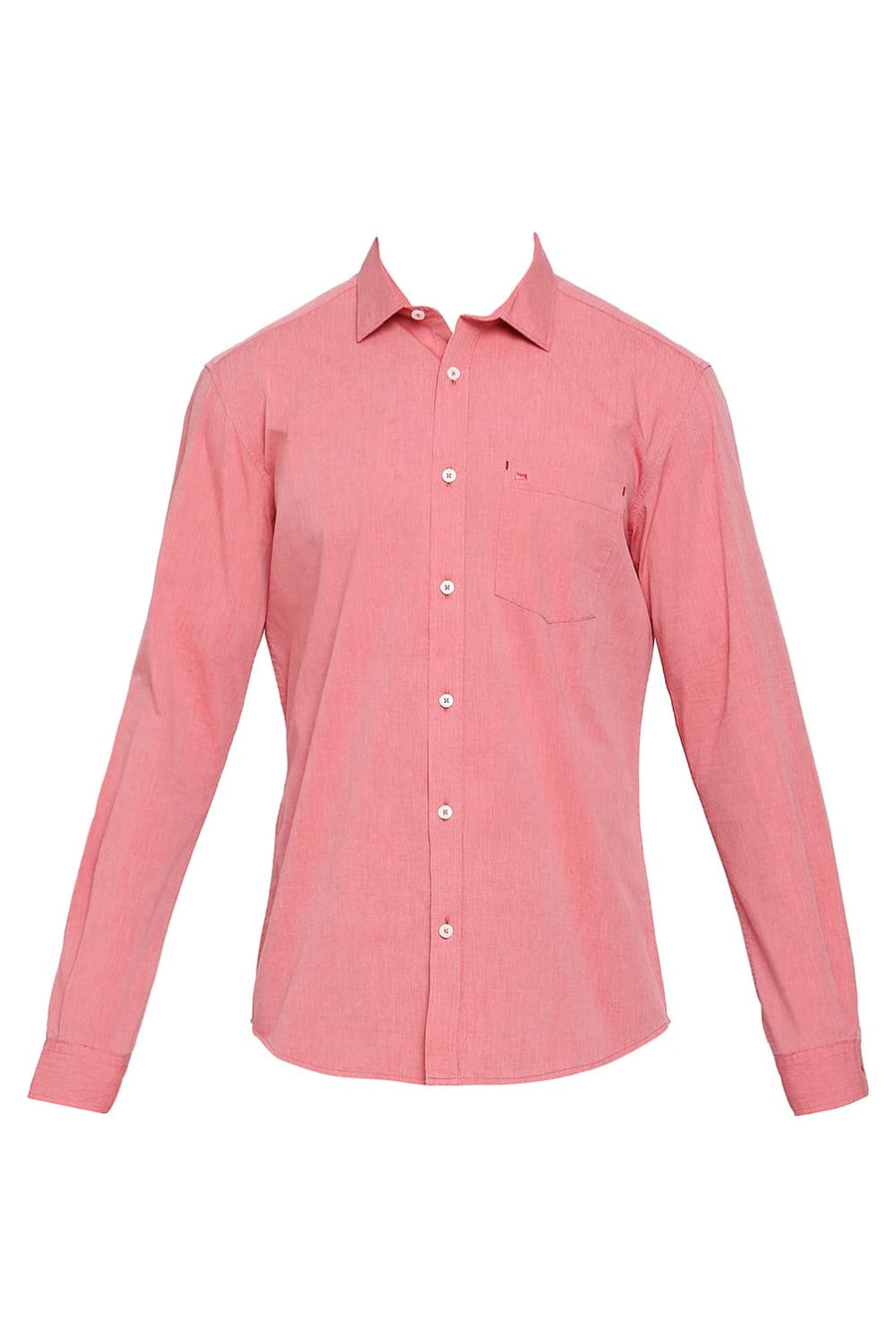 BASICS SLIM FIT POMPEIAN RED COTTON FIL-A-FIL SHIRT