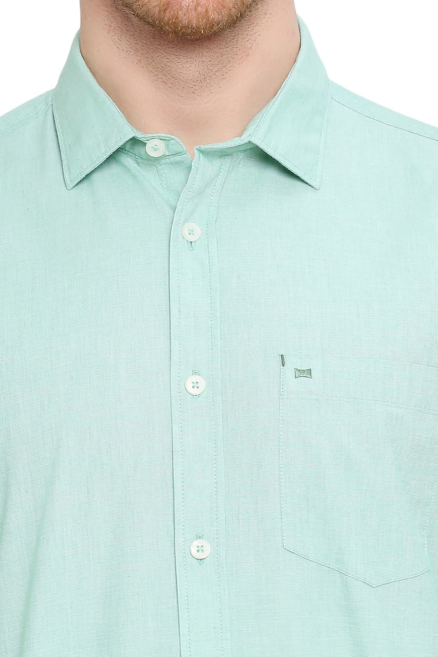 BASICS SLIM FIT MEADOW GREEN COTTON FIL-A-FIL SHIRT