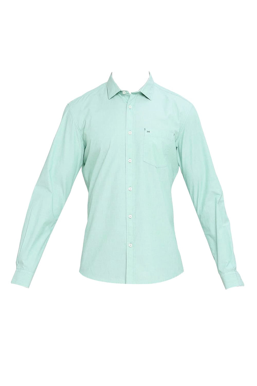 BASICS SLIM FIT MEADOW GREEN COTTON FIL-A-FIL SHIRT