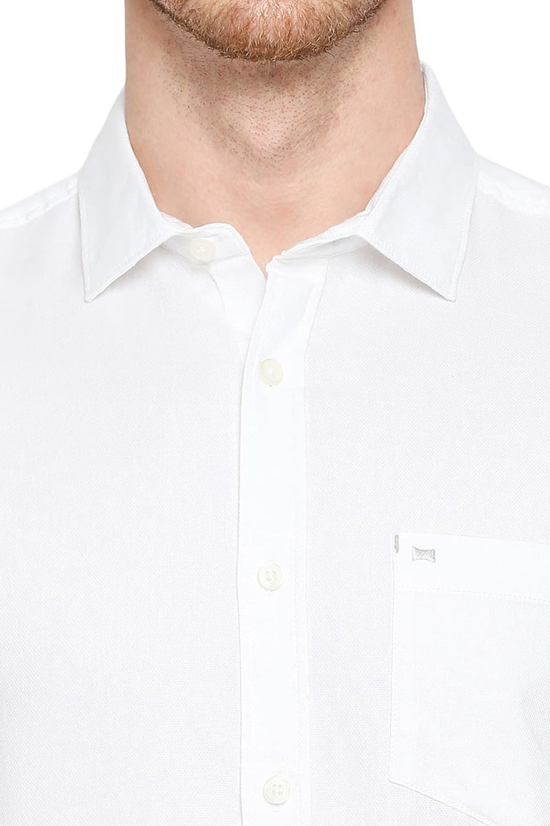 BASICS SLIM FIT COTTON DOBBY SHIRT