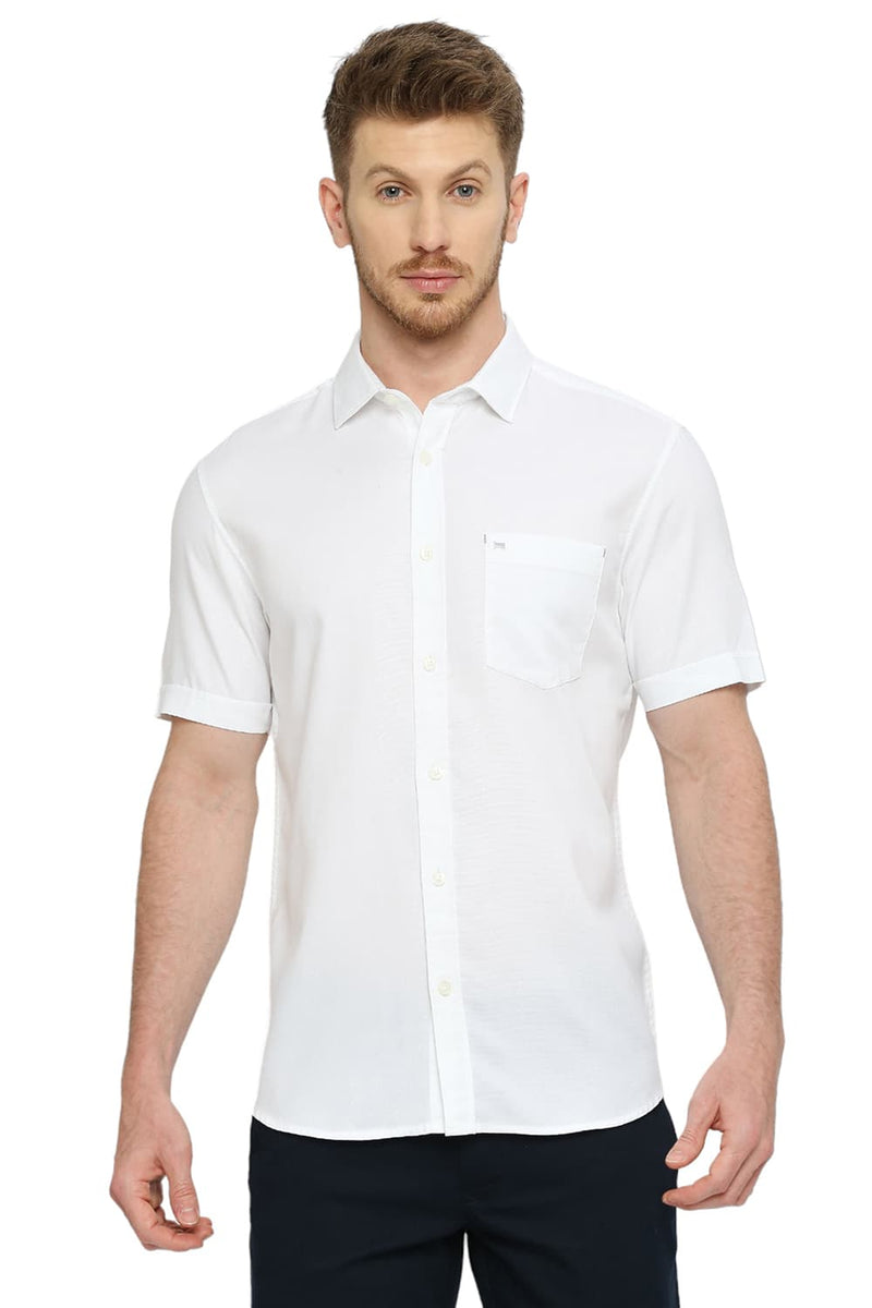 BASICS SLIM FIT COTTON DOBBY SHIRT