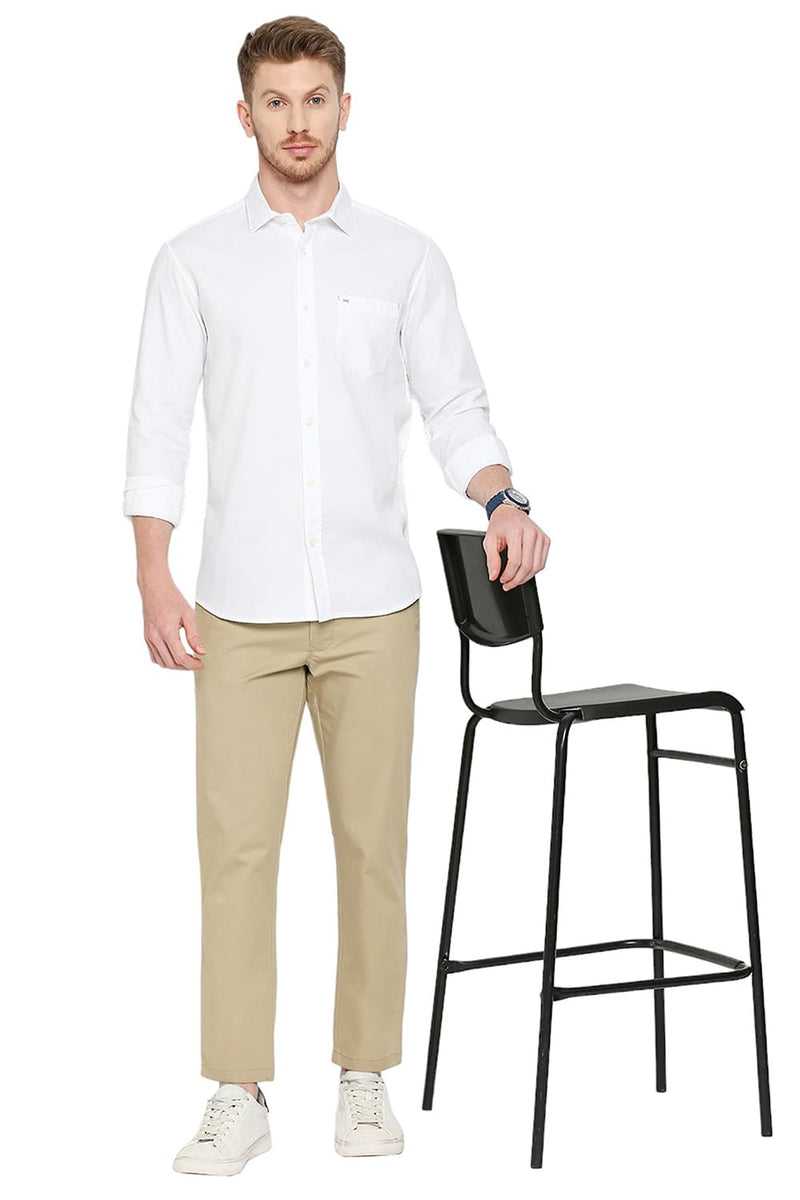 BASICS SLIM FIT COTTON DOBBY SHIRT