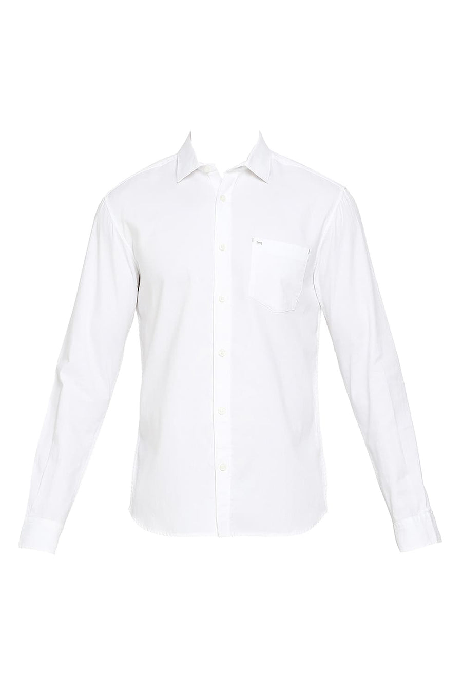 BASICS SLIM FIT MARSHMALLOW WHITE COTTON DOBBY SHIRT