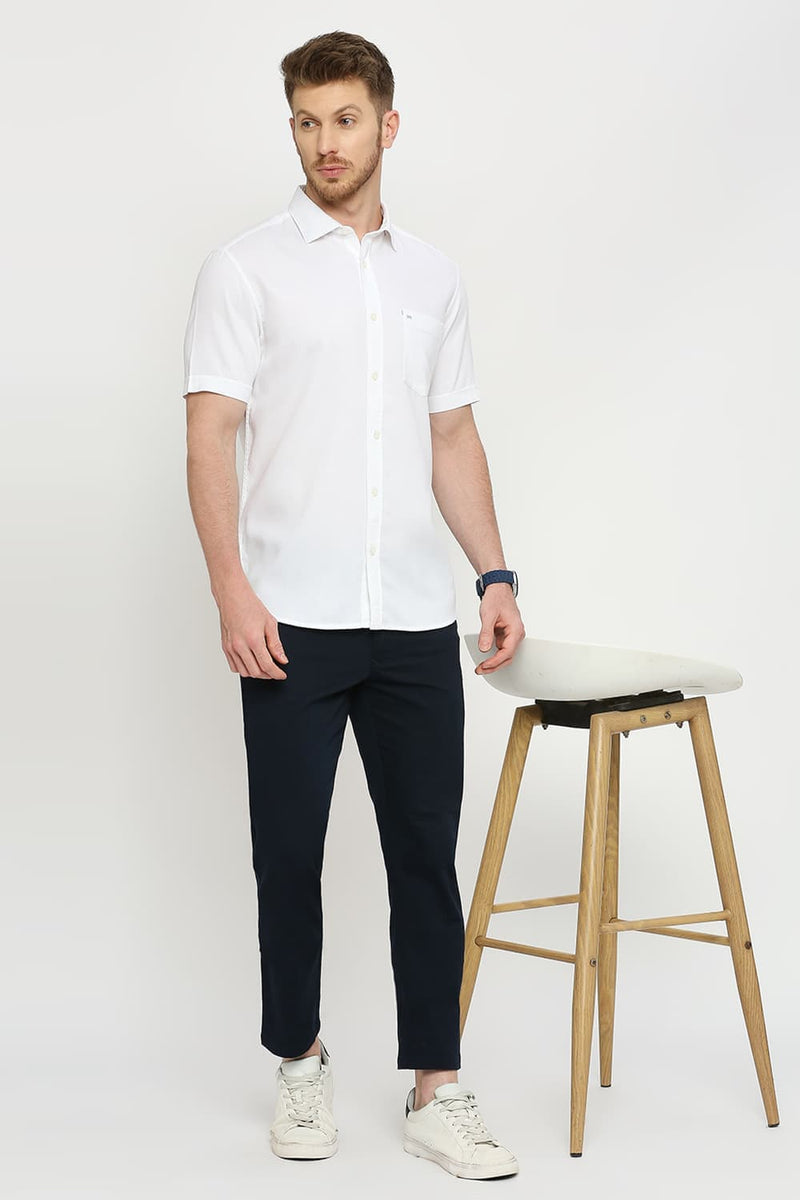 Slim Fit Cotton Dobby Halfsleeves Shirt