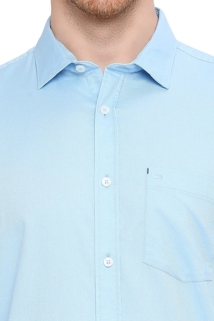 BASICS SLIM FIT RADIANCE BLUE COTTON DOBBY SHIRT