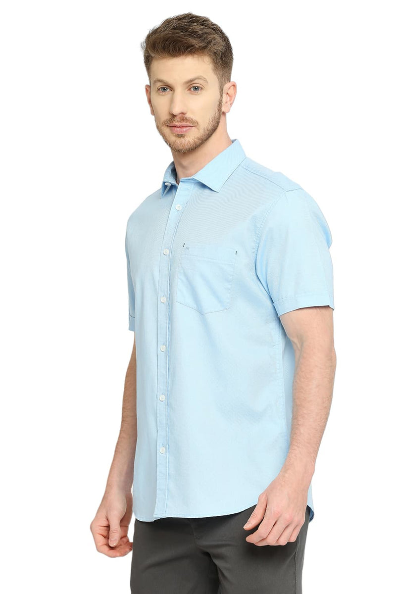 BASICS SLIM FIT COTTON DOBBY HALFSLEEVES SHIRT