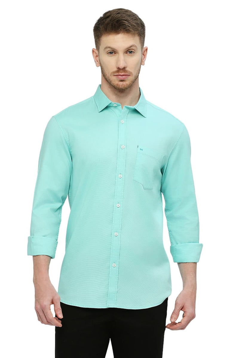 BASICS SLIM FIT COTTON DOBBY SHIRT