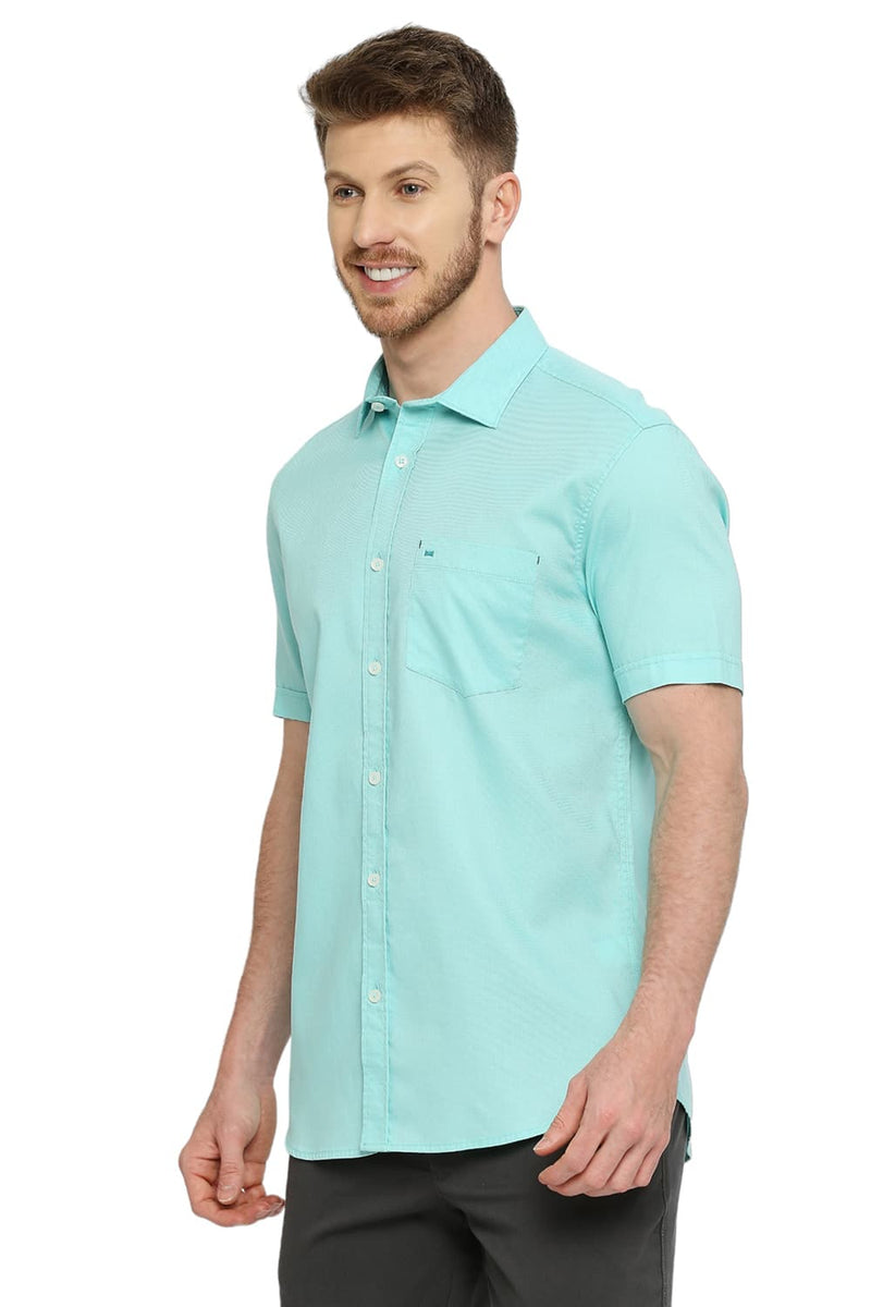 BASICS SLIM FIT COTTON DOBBY HALFSLEEVES SHIRT