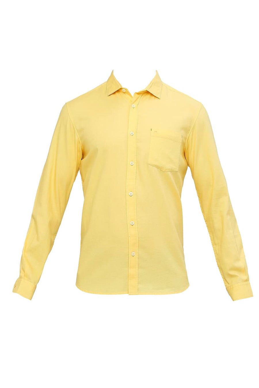BASICS SLIM FIT YARROW YELLOW COTTON DOBBY SHIRT