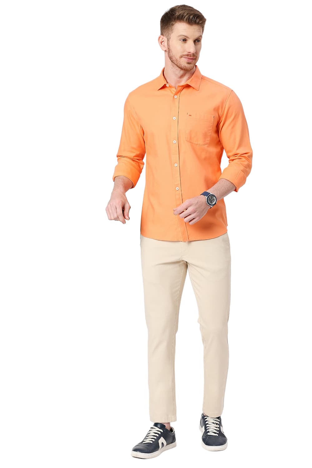 BASICS SLIM FIT COTTON DOBBY SHIRT