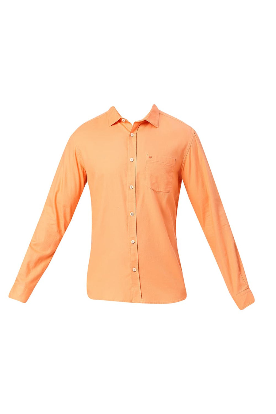BASICS SLIM FIT EXOTIC ORANGE COTTON DOBBY SHIRT