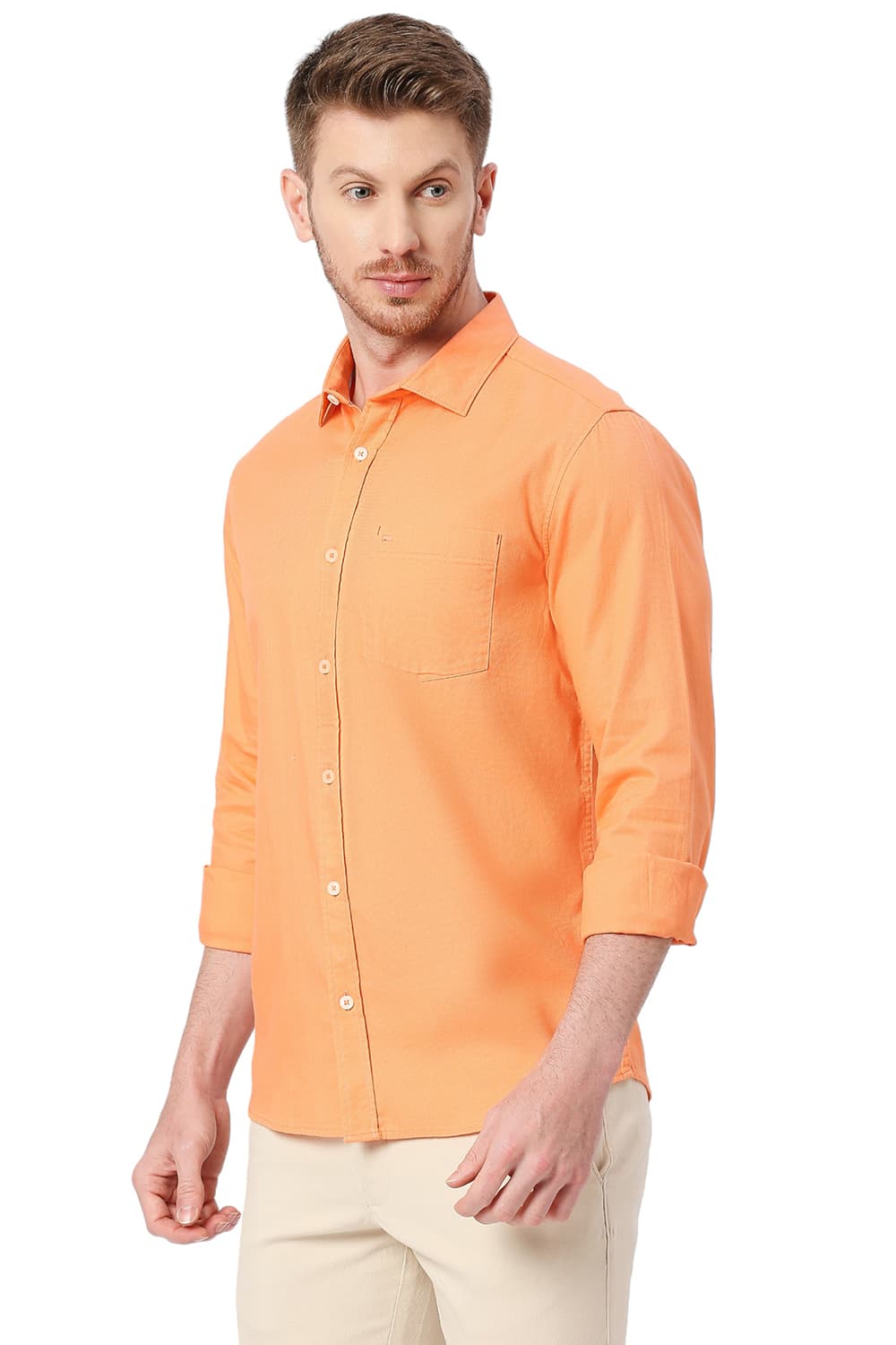 BASICS SLIM FIT COTTON DOBBY SHIRT