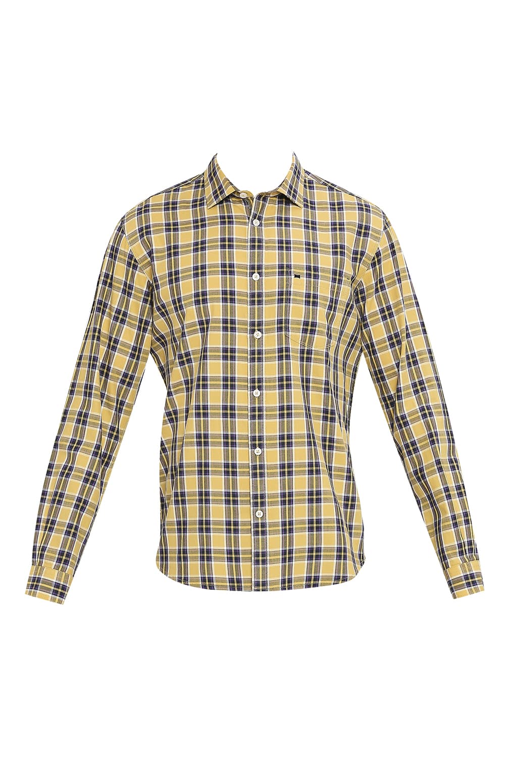 BASICS SLIM FIT COTTON TWILL CHECKS SHIRT